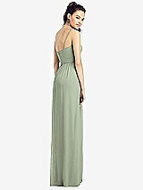 Rear View Thumbnail - Sage Slim Spaghetti Strap Chiffon Dress with Front Slit 