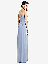 Rear View Thumbnail - Sky Blue Slim Spaghetti Strap Chiffon Dress with Front Slit 