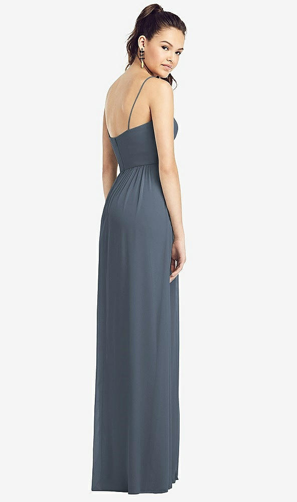 Back View - Silverstone Slim Spaghetti Strap Chiffon Dress with Front Slit 