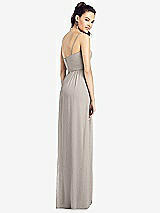 Rear View Thumbnail - Taupe Slim Spaghetti Strap Chiffon Dress with Front Slit 