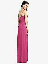 Rear View Thumbnail - Tea Rose Slim Spaghetti Strap Chiffon Dress with Front Slit 