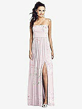 Front View Thumbnail - Watercolor Print Slim Spaghetti Strap Chiffon Dress with Front Slit 