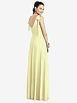 Rear View Thumbnail - Butter Yellow Bow-Shoulder V-Back Chiffon Gown with Front Slit