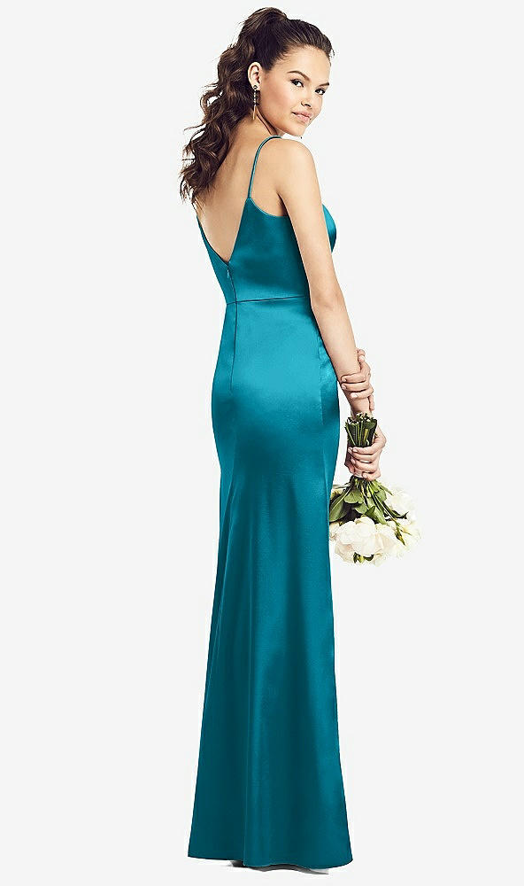 Back View - Oasis Slim Spaghetti Strap V-Back Trumpet Gown