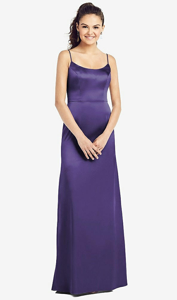 Front View - Regalia - PANTONE Ultra Violet Slim Spaghetti Strap V-Back Trumpet Gown