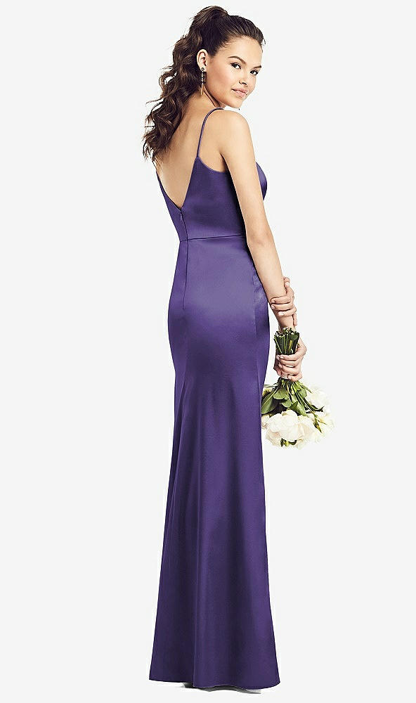 Back View - Regalia - PANTONE Ultra Violet Slim Spaghetti Strap V-Back Trumpet Gown