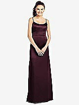 Front View Thumbnail - Bordeaux Slim Spaghetti Strap V-Back Trumpet Gown