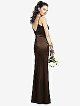 Rear View Thumbnail - Espresso Slim Spaghetti Strap V-Back Trumpet Gown