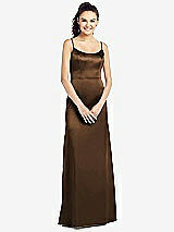 Front View Thumbnail - Latte Slim Spaghetti Strap V-Back Trumpet Gown