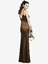 Rear View Thumbnail - Latte Slim Spaghetti Strap V-Back Trumpet Gown