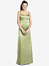 Front View Thumbnail - Mint Slim Spaghetti Strap V-Back Trumpet Gown