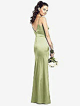 Rear View Thumbnail - Mint Slim Spaghetti Strap V-Back Trumpet Gown