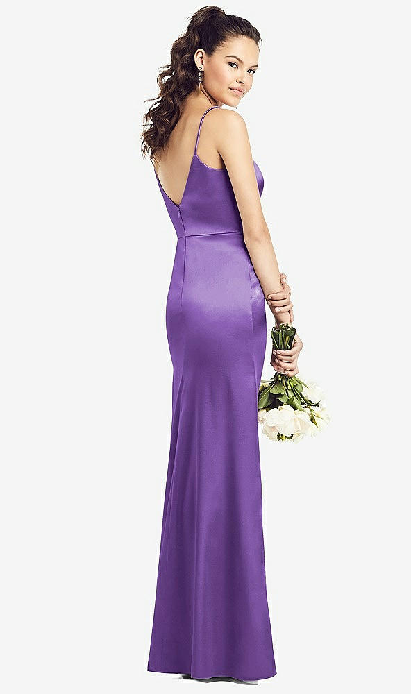 Back View - Pansy Slim Spaghetti Strap V-Back Trumpet Gown