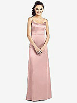 Front View Thumbnail - Rose - PANTONE Rose Quartz Slim Spaghetti Strap V-Back Trumpet Gown