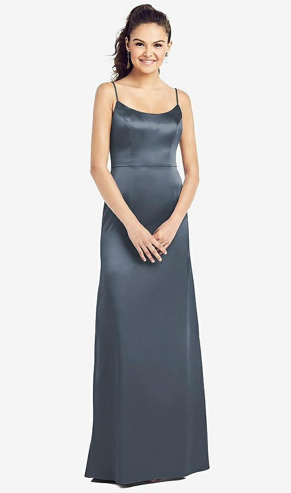 Front View - Silverstone Slim Spaghetti Strap V-Back Trumpet Gown