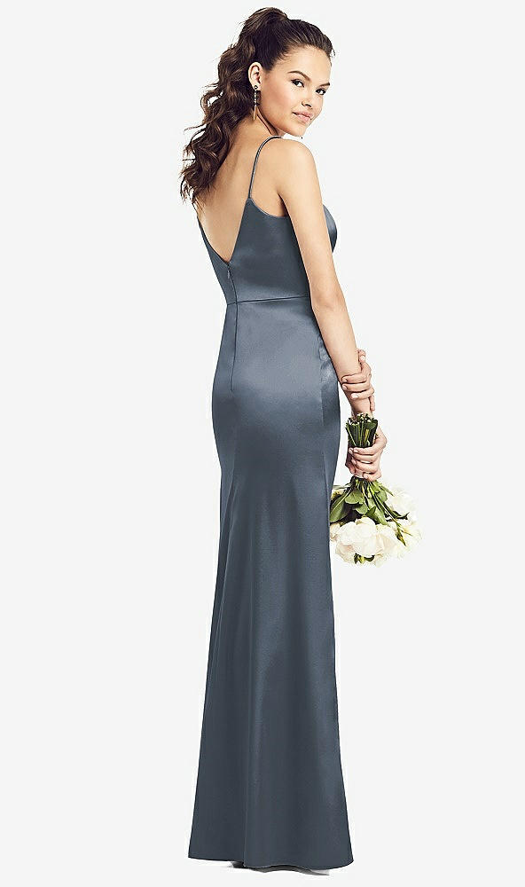 Back View - Silverstone Slim Spaghetti Strap V-Back Trumpet Gown