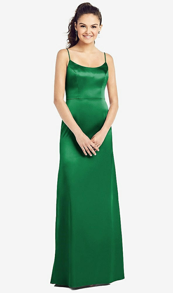 Front View - Shamrock Slim Spaghetti Strap V-Back Trumpet Gown