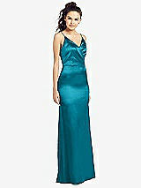 Front View Thumbnail - Oasis Slim Spaghetti Strap Wrap Bodice Trumpet Gown