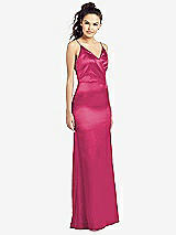 Front View Thumbnail - Shocking Slim Spaghetti Strap Wrap Bodice Trumpet Gown