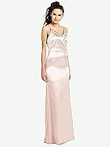 Front View Thumbnail - Blush Slim Spaghetti Strap Wrap Bodice Trumpet Gown