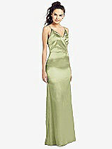 Front View Thumbnail - Mint Slim Spaghetti Strap Wrap Bodice Trumpet Gown