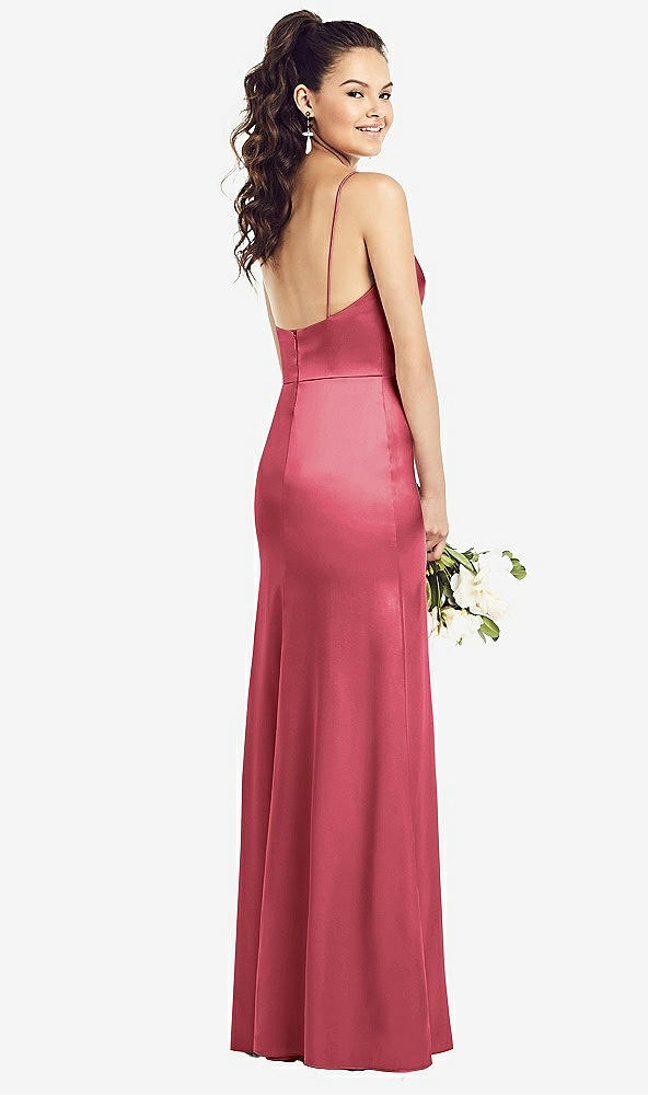 Back View - Nectar Slim Spaghetti Strap Wrap Bodice Trumpet Gown