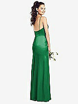 Rear View Thumbnail - Shamrock Slim Spaghetti Strap Wrap Bodice Trumpet Gown