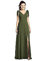 Front View Thumbnail - Olive Green Thread Bridesmaid UKTH018