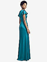 Rear View Thumbnail - Oasis Flutter Sleeve Draped Wrap Stretch Maxi Dress