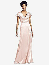 Front View Thumbnail - Blush Flutter Sleeve Draped Wrap Stretch Maxi Dress