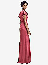 Rear View Thumbnail - Nectar Flutter Sleeve Draped Wrap Stretch Maxi Dress