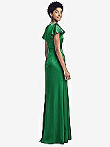 Rear View Thumbnail - Shamrock Flutter Sleeve Draped Wrap Stretch Maxi Dress