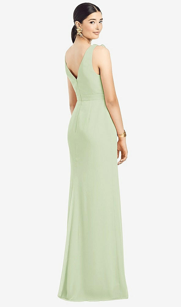 Back View - Limeade Sleeveless Ruffled Wrap Chiffon Gown