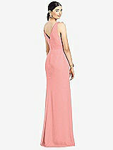 Rear View Thumbnail - Apricot Sleeveless Ruffled Wrap Chiffon Gown