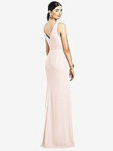 Rear View Thumbnail - Blush Sleeveless Ruffled Wrap Chiffon Gown