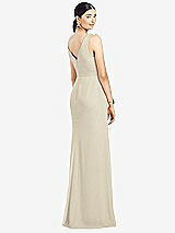 Rear View Thumbnail - Champagne Sleeveless Ruffled Wrap Chiffon Gown