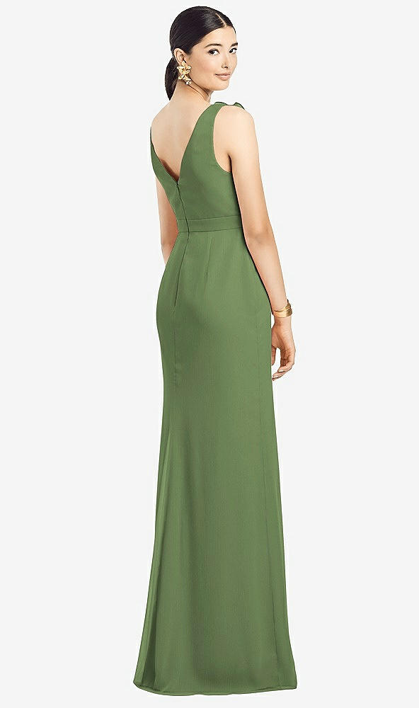 Back View - Clover Sleeveless Ruffled Wrap Chiffon Gown