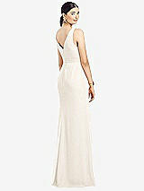 Rear View Thumbnail - Ivory Sleeveless Ruffled Wrap Chiffon Gown