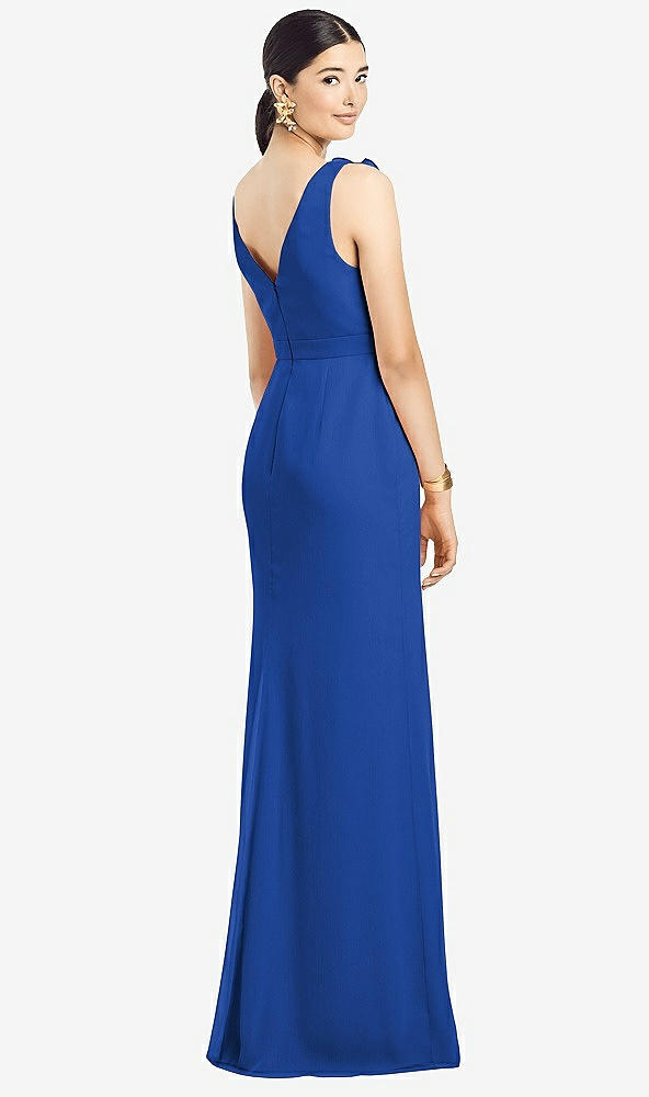 Back View - Sapphire Sleeveless Ruffled Wrap Chiffon Gown