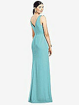 Rear View Thumbnail - Spa Sleeveless Ruffled Wrap Chiffon Gown