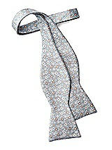 Rear View Thumbnail - Icelandic/topaz/ivory Arnit Floral Jacquard Self-Tie Bow-Tie