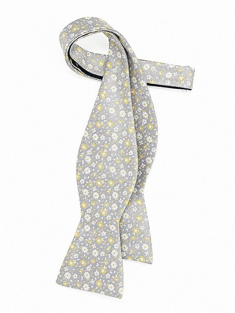 Back View - Platinum/marigold Floral Arnit Floral Jacquard Self-Tie Bow-Tie