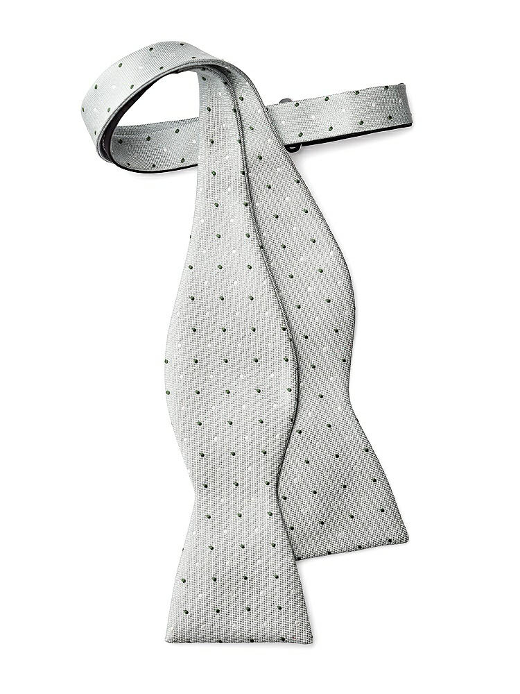 Back View - Willow/vineyard Green/ivory Modern Polka Dot Self-Tie Bow-Tie