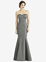 Front View Thumbnail - Charcoal Gray Sweetheart Strapless Satin Mermaid Dress