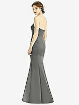 Rear View Thumbnail - Charcoal Gray Sweetheart Strapless Satin Mermaid Dress