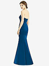 Rear View Thumbnail - Cerulean Sweetheart Strapless Satin Mermaid Dress