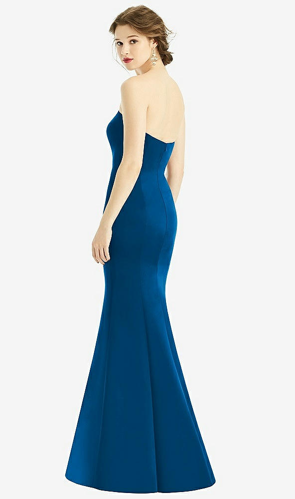 Back View - Cerulean Sweetheart Strapless Satin Mermaid Dress