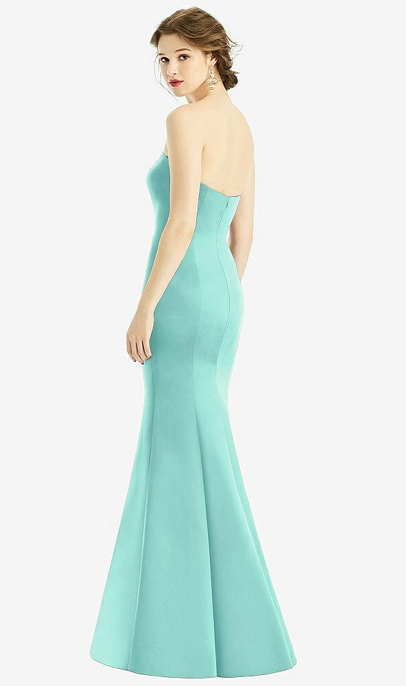 Back View - Coastal Sweetheart Strapless Satin Mermaid Dress