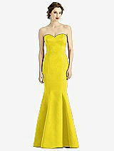 Front View Thumbnail - Citrus Sweetheart Strapless Satin Mermaid Dress