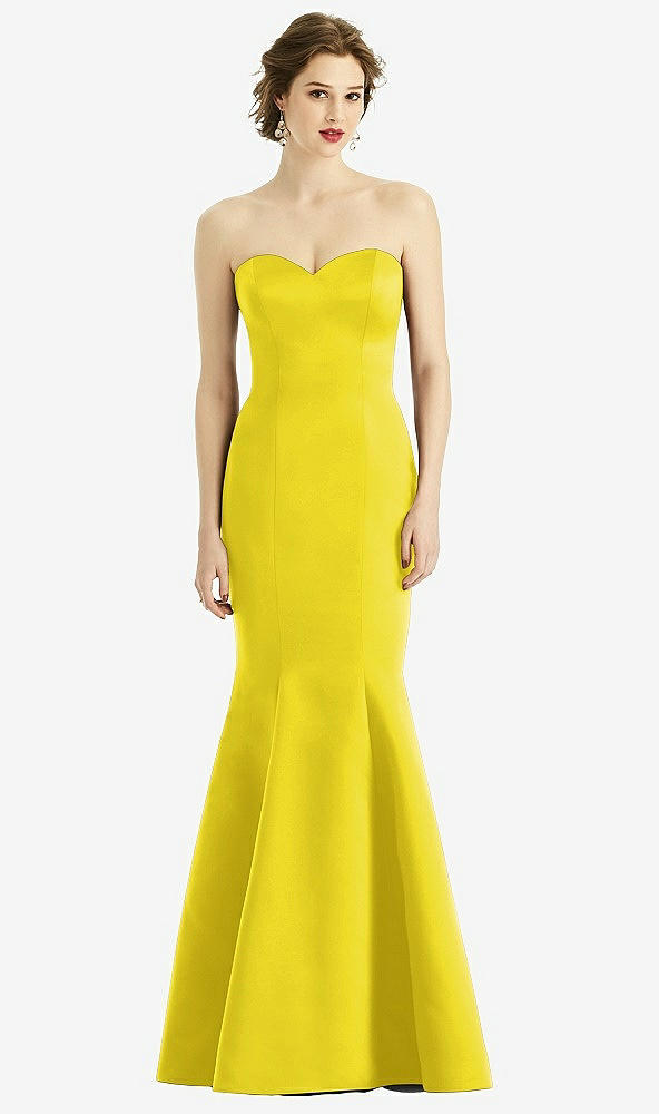 Front View - Citrus Sweetheart Strapless Satin Mermaid Dress